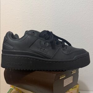 Adidas Forum Bold Platform Women's Triple Black Sneaker Shoes Leather GY5922